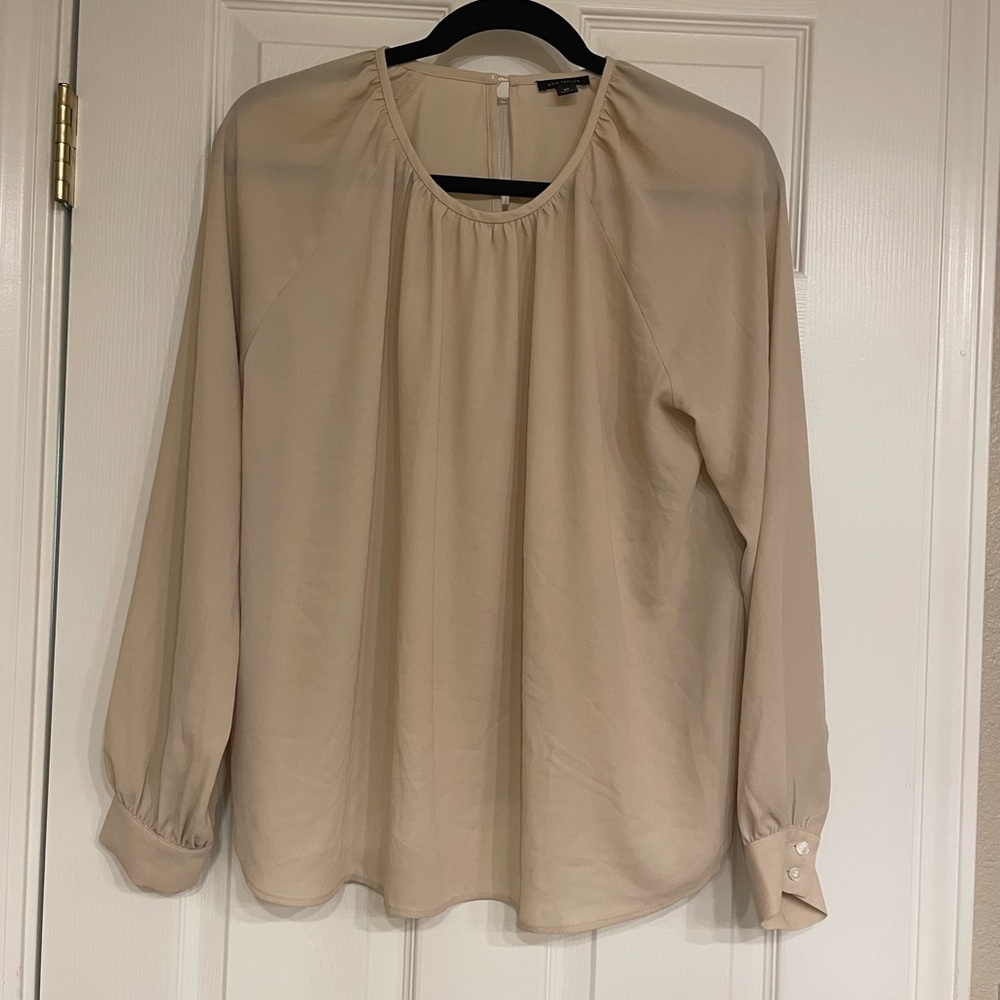 Ann Taylor Long Sleeve Button Sleeve Blouse